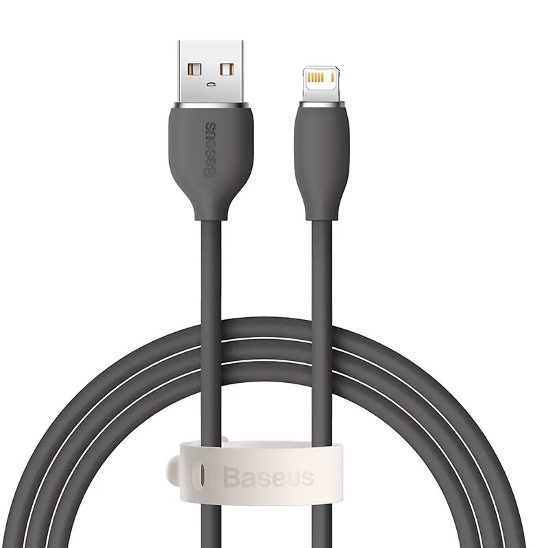 USB 2.0 duomenų laidas Baseus Jelly Lightning į USB-A 1,2 m, juodas
