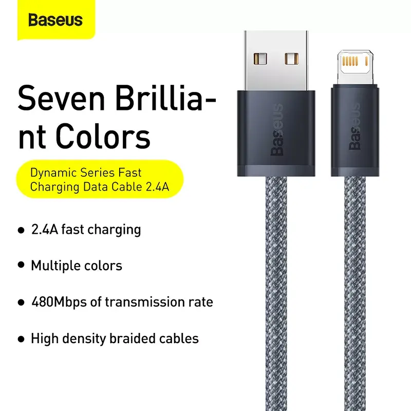 Baseus Dynamic 2m pilkas Lightning į USB A laidas