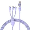 USB laidas Baseus Flash Series 2 — USB-C, micro USB, Lightning, 100W, 1,5 m, violetinė