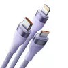 USB laidas Baseus Flash Series 2 — USB-C, micro USB, Lightning, 100W, 1,5 m, violetinė