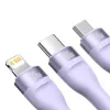 USB laidas Baseus Flash Series 2 — USB-C, micro USB, Lightning, 100W, 1,5 m, violetinė