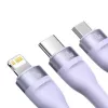 USB laidas Baseus Flash Series 2 — USB-C, micro USB, Lightning, 100W, 1,5 m, violetinė
