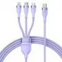 USB laidas Baseus Flash Series 2 — USB-C, micro USB, Lightning, 100W, 1,5 m, violetinė