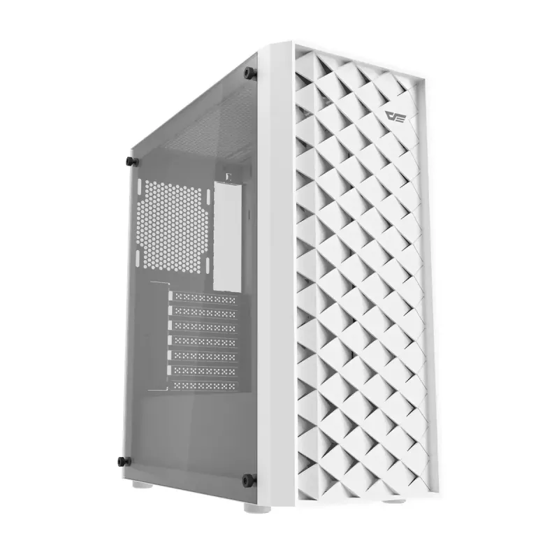 Kompiuterio korpusas Darkflash DK351 WHITE Midi Tower, Micro ATX/ATX/ITX, grūdintas stiklas, baltas, 200×390×450 mm