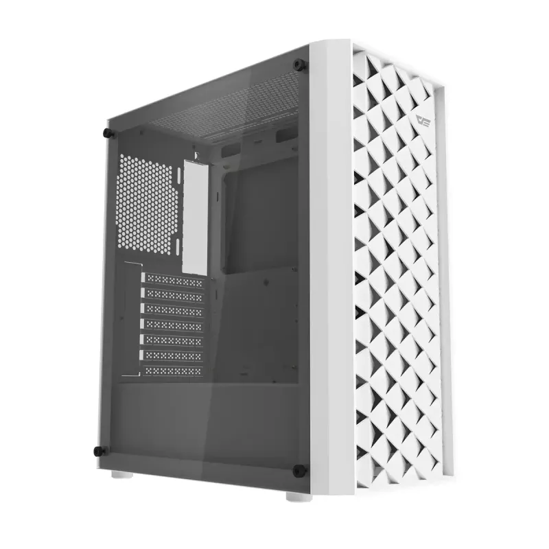 Kompiuterio korpusas Darkflash DK351 WHITE Midi Tower, Micro ATX/ATX/ITX, grūdintas stiklas, baltas, 200×390×450 mm