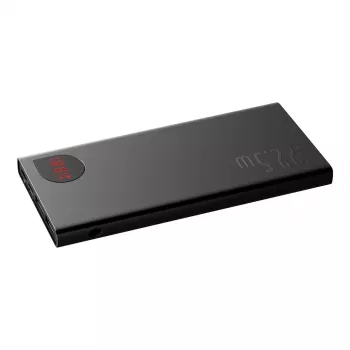 Baseus power bank Adaman Metal, Ličio jonų 10000mAh, 2xUSB, USB-C, Lightning, MicroUSB 22.5W (Juoda)