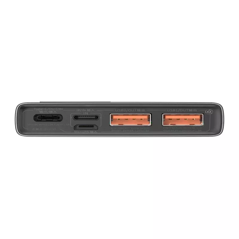 Baseus power bank Adaman Metal, Ličio jonų 10000mAh, 2xUSB, USB-C, Lightning, MicroUSB 22.5W (Juoda)
