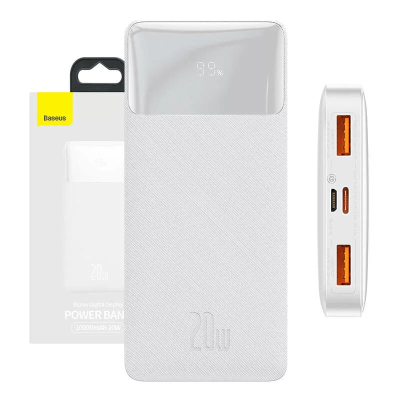 Išorinė baterija Baseus Bipow 10000mAh, 20W (balta)