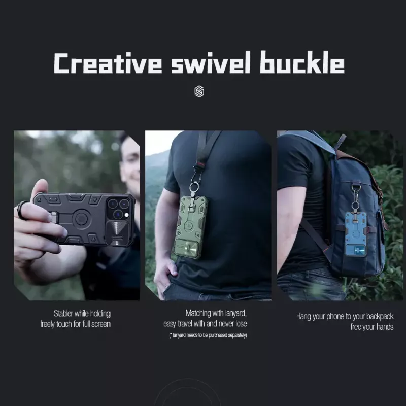 Telefono dėklas Nillkin CamShield Armor Pro, skirtas iPhone 14 Pro Max, juodas, patvarus dizainas