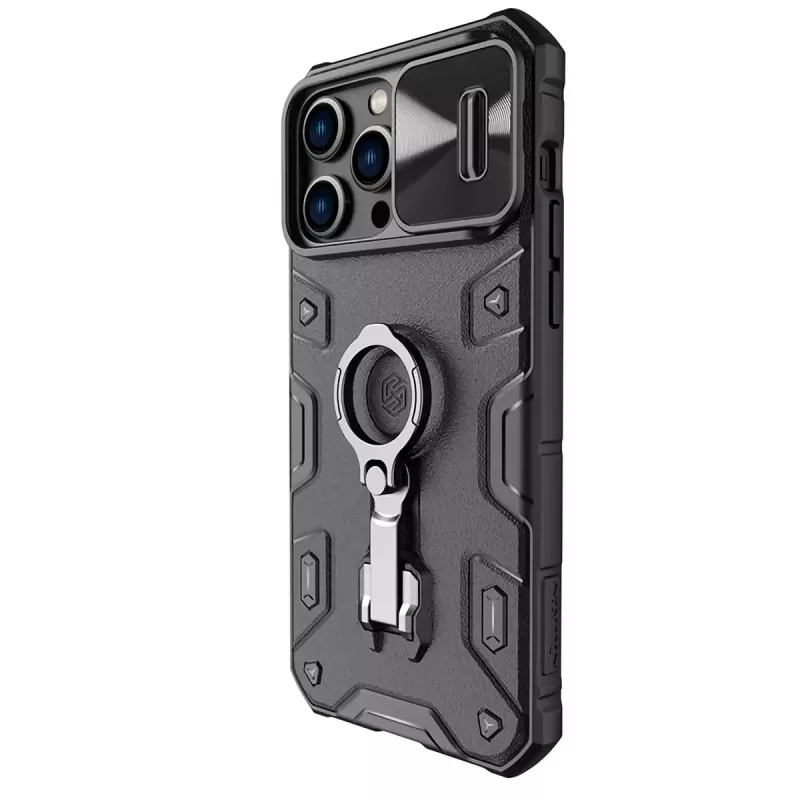Telefono dėklas Nillkin CamShield Armor Pro, skirtas iPhone 14 Pro Max, juodas, patvarus dizainas