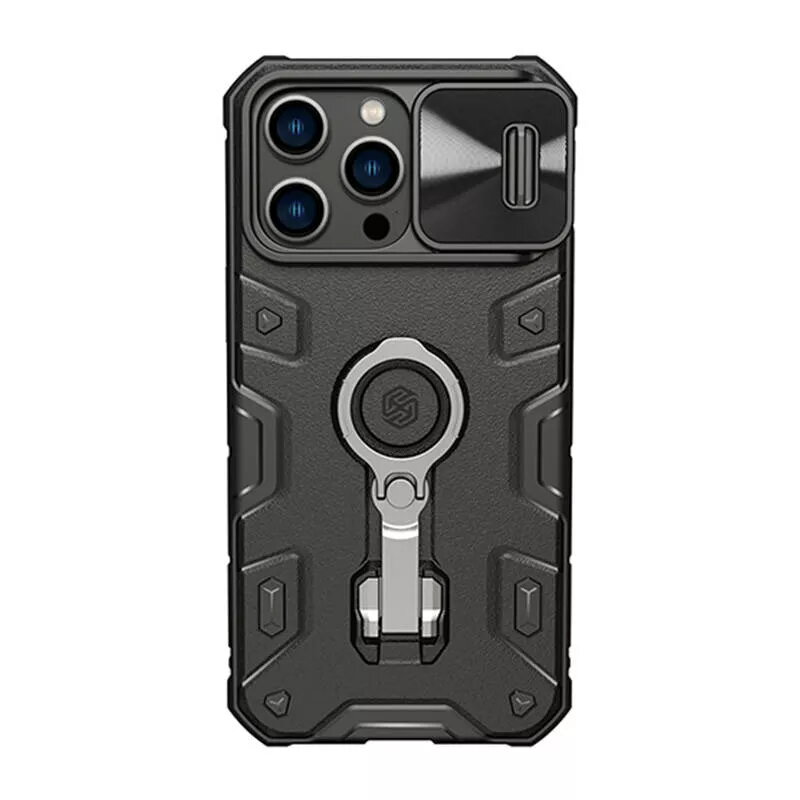 Telefono dėklas Nillkin CamShield Armor Pro, skirtas iPhone 14 Pro Max, juodas, patvarus dizainas