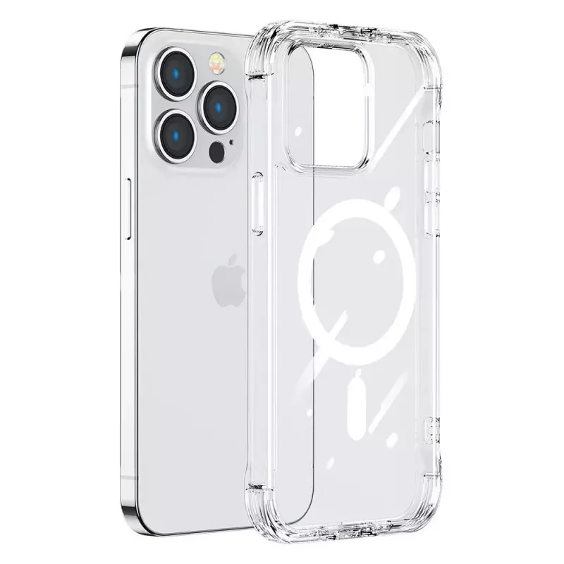 Apsauginis permatomas magnetinis dėklas Joyroom JR-14H5, skirtas iPhone 14, MagSafe su magnetiniu žiedu, skaidrus korpusas