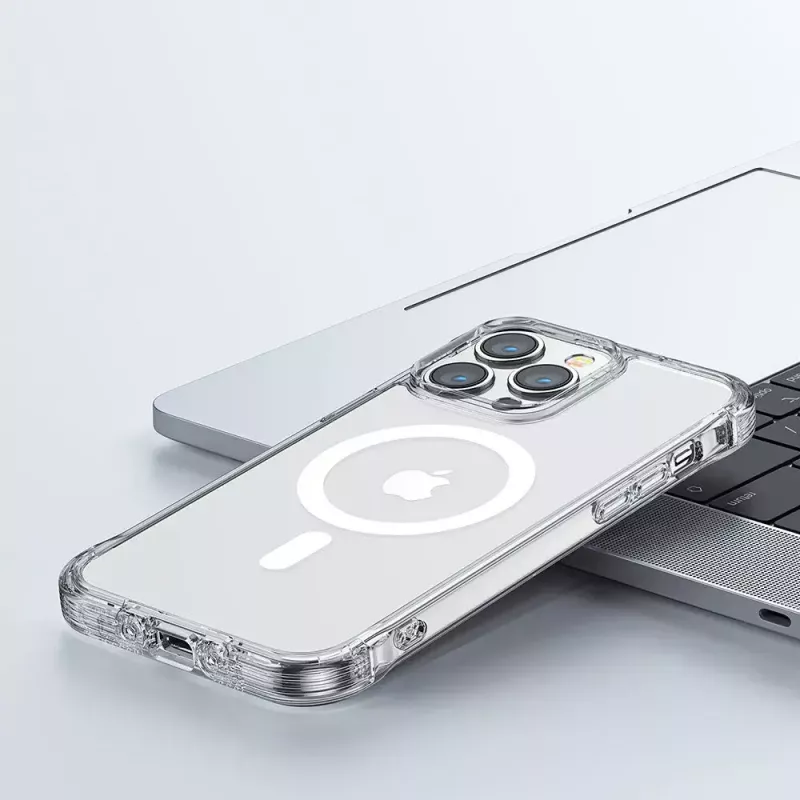 Apsauginis permatomas magnetinis dėklas Joyroom JR-14H5, skirtas iPhone 14, MagSafe su magnetiniu žiedu, skaidrus korpusas