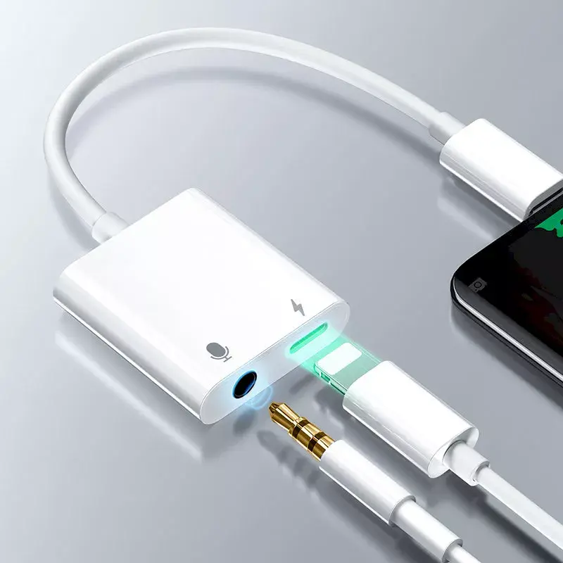 Garso adapteris Joyroom S-Y105 Lightning į 3,5 mm — balta, Lightning (kištukas) į 3,5 mm lizdą