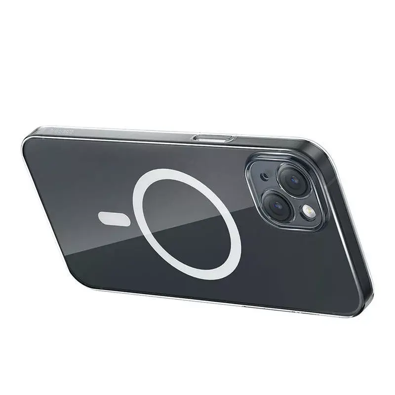 Phone case Baseus Magnetic Crystal Clear, skirtas iPhone 13, permatomas, su grūdinto stiklo ekrano apsauga
