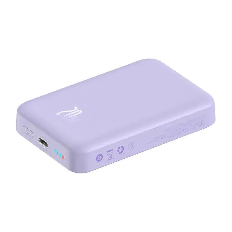 Powerbank Baseus Magnetic Mini 10000mAh, USB-C 20W MagSafe (purpurinė)
