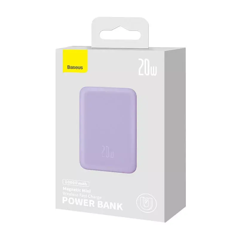 Powerbank Baseus Magnetic Mini 10000mAh, USB-C 20W MagSafe (purpurinė)