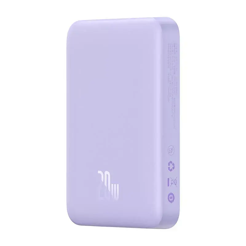 Powerbank Baseus Magnetic Mini 10000mAh, USB-C 20W MagSafe (purpurinė)