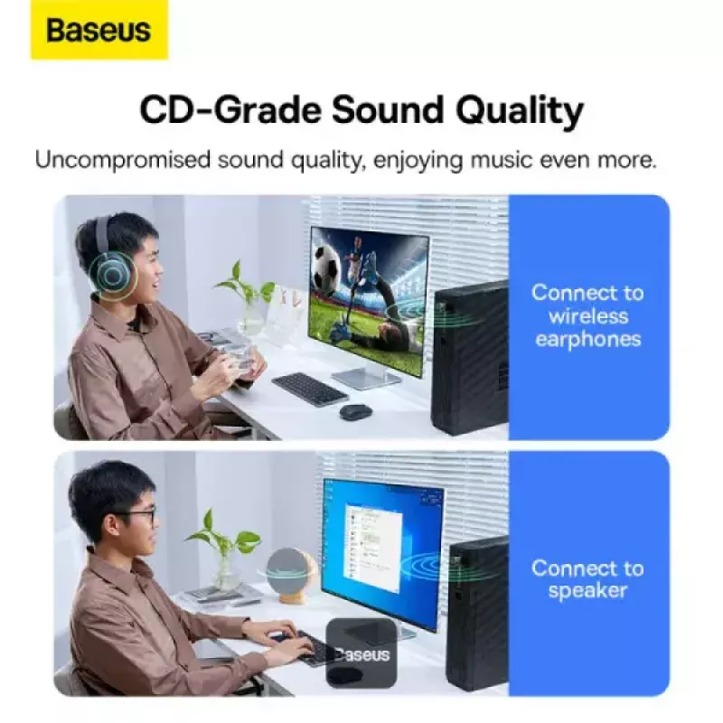 Baseus BA07 Mini Bluetooth adapteris kompiuteriui, USB 5.3 belaidis Bluetooth raktas - juodas