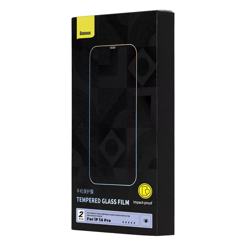 Apsauginė plėvelė Baseus Tempered Glass Crystal Series, skirta iPhone 14 Pro su akių apsaugos filtru