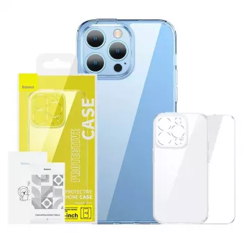 Apsauginis dėklas su stiklu Baseus, skirtas iPhone 14 Plus — skaidrus, grūdintas stiklas