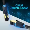Ethernet komutacinis kabelis Vention Cat.8 S/FTP 1 m juodas RJ-45 auksuotas