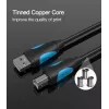 Vention USB2.0 A tipo kištukas į B tipo kištuką spausdinimo laidas 1 m juodas USB 2.0 0,48 Gbit/s
