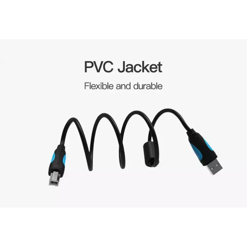 Vention USB2.0 A tipo kištukas į B tipo kištuką spausdinimo laidas 1 m juodas USB 2.0 0,48 Gbit/s