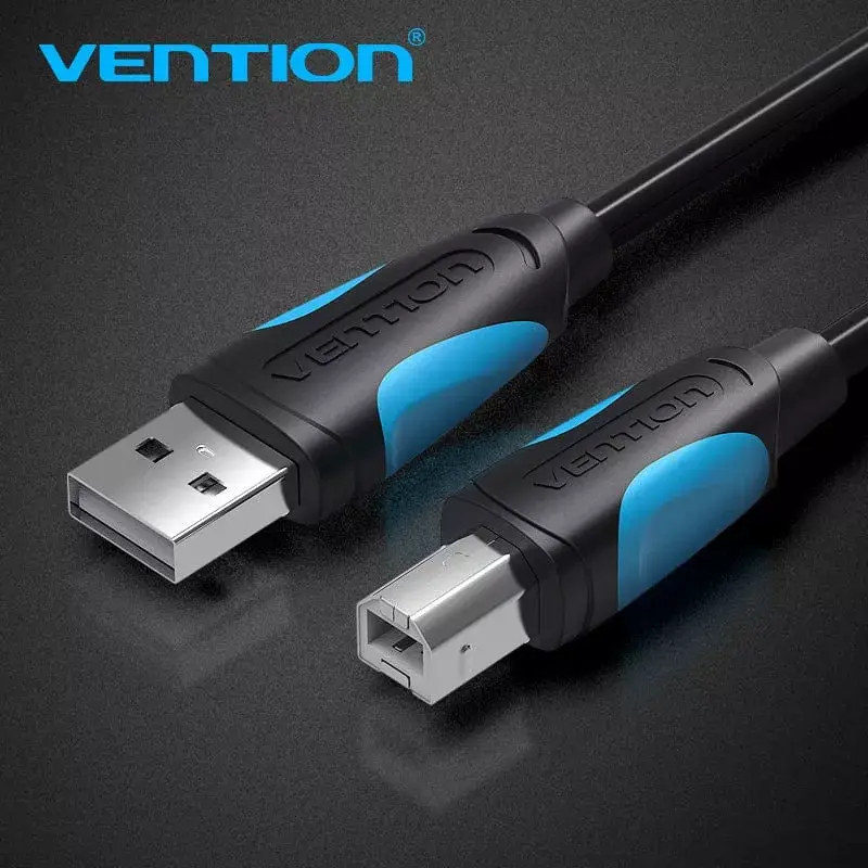 Vention USB2.0 A tipo kištukas į B tipo kištuką spausdinimo laidas 1 m juodas USB 2.0 0,48 Gbit/s