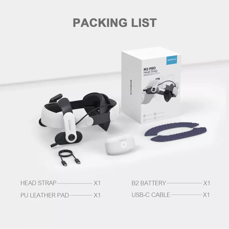 Galvos dirželis su baterijų bloku BOBOVR M3 Pro, skirtas Oculus Quest 3