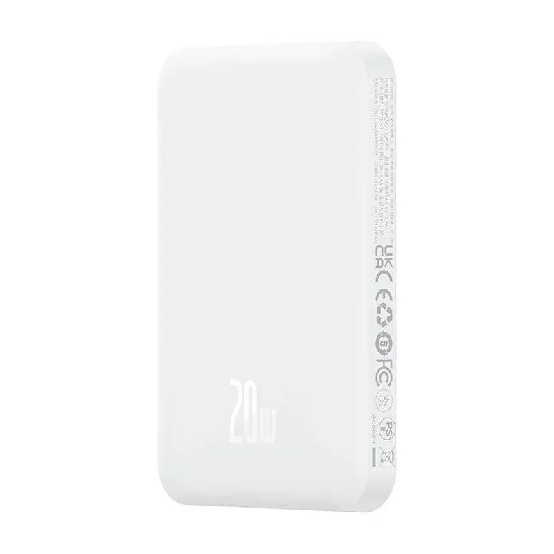 Magnetinė mini išorinė baterija Baseus 5000mAh 20W (balta)