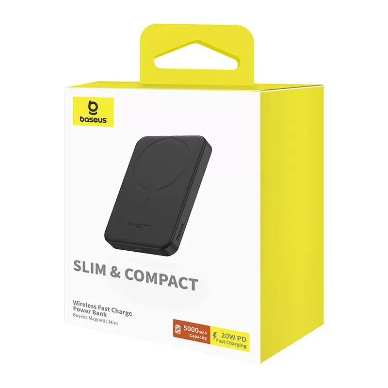 Magnetinė mini išorinė baterija Baseus 5000mAh 20W (juoda)