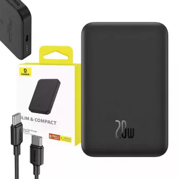 Magnetinė mini išorinė baterija Baseus 5000mAh 20W (juoda)