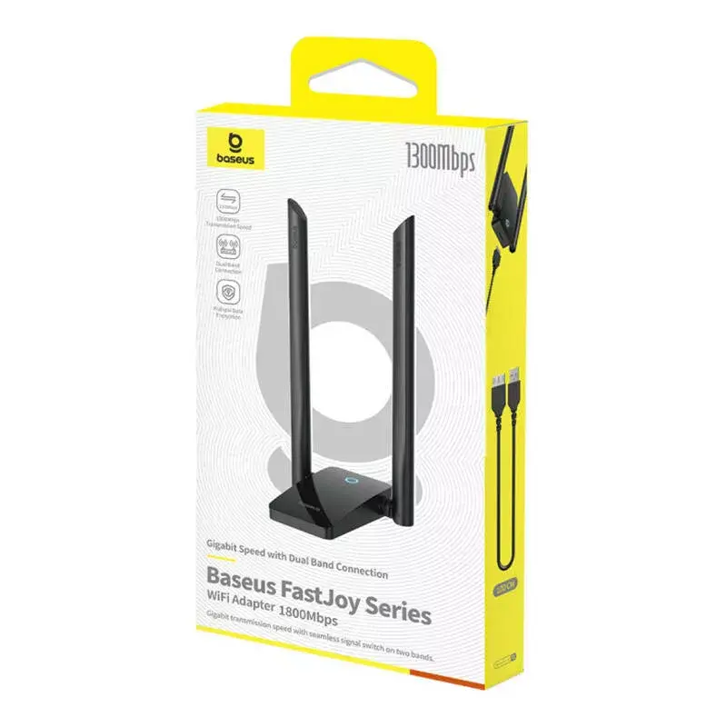 „WiFi“ adapteris „Baseus FastJoy 1800Mbps“ juodas – dviejų dažnių juostų USB tinklo adapteris