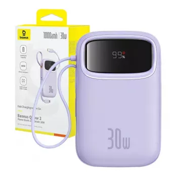 Nešiojamasis įkroviklis Baseus QPow 2 10000mAh 30W 2xUSB-C išorinė baterija (Purple)