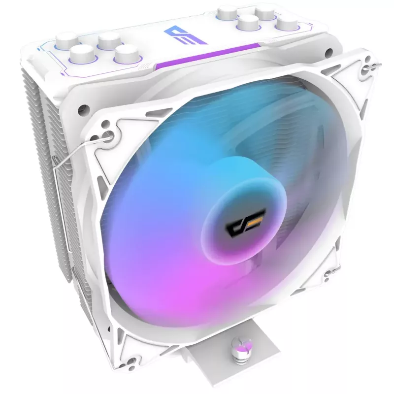 Darkflash Z4 Pro Mist White oro aušintuvas — 120 mm ventiliatorius, hidraulinis guolis, 200 W TDP, palaiko AM5/AM4/LGA1700/1200/115x