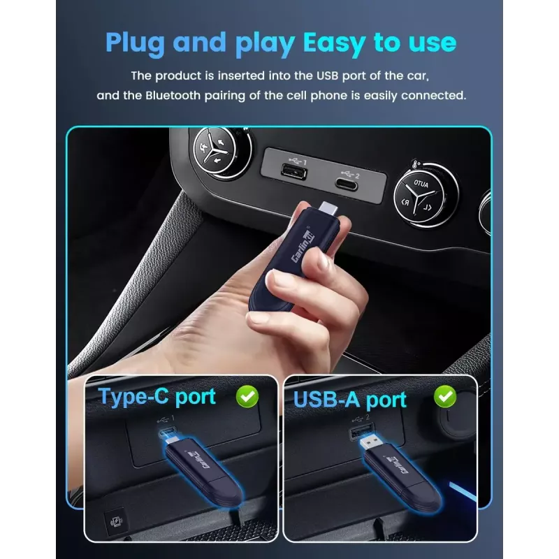 Carlinkit automobilinės medijos imtuvas MINI PRO — juodas, 81,3×21×10,5 mm
