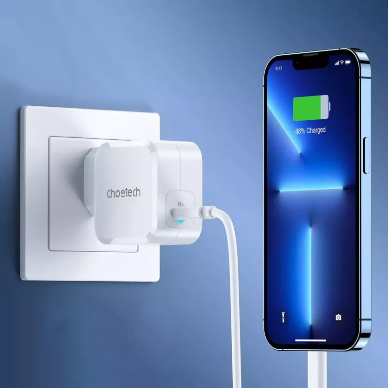 USB-C maitinimo įkroviklis CHOETECH PD8007 45W EU baltas – USB‑C PD 45W