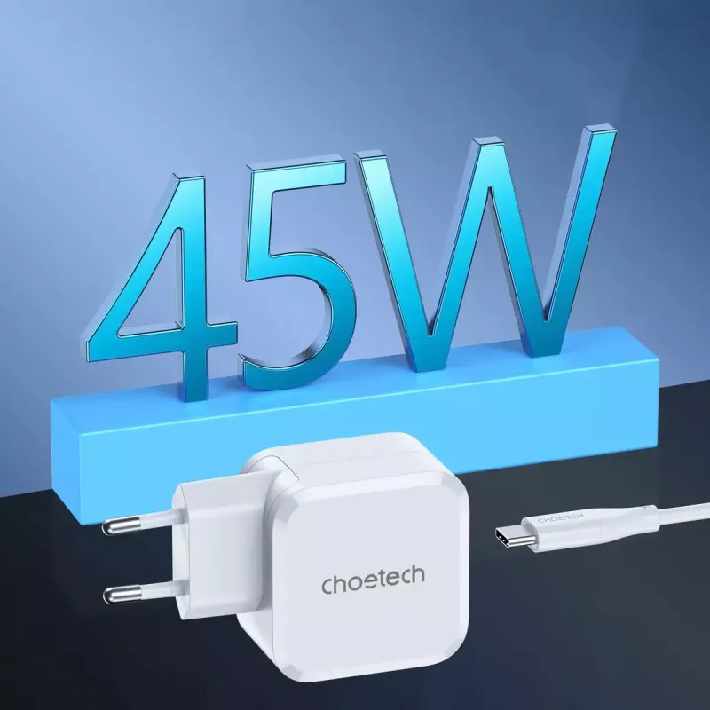 USB-C maitinimo įkroviklis CHOETECH PD8007 45W EU baltas – USB‑C PD 45W
