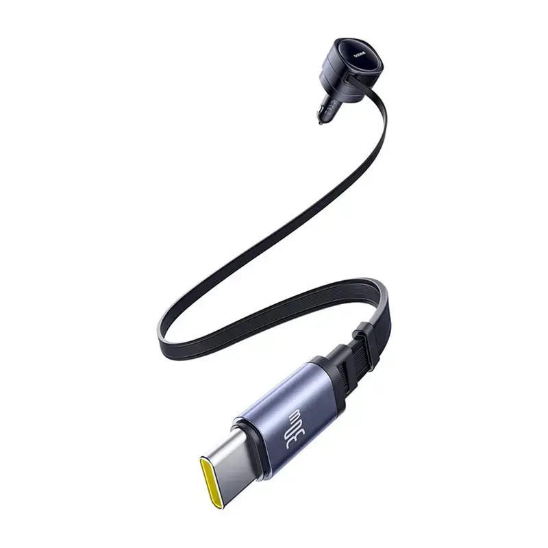 Automobilinis įkroviklis Baseus Enjoyment Max 60W su integruotais USB-C laidais, 60 W išvestis