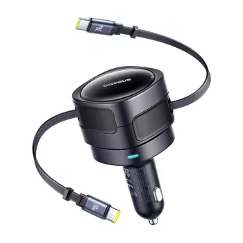 Automobilinis įkroviklis Baseus Enjoyment Max 60W su integruotais USB-C laidais, 60 W išvestis