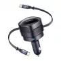 Automobilinis įkroviklis Baseus Enjoyment Max 60W su integruotais USB-C laidais, 60 W išvestis