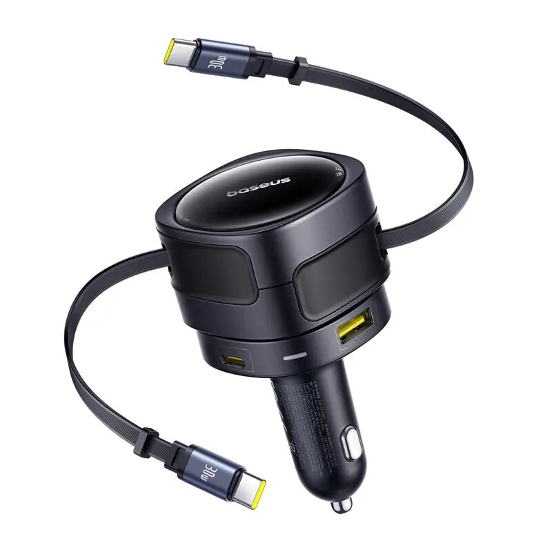Automobilinis įkroviklis Baseus Enjoyment Max 90W su USB-C ir USB-A prievadais