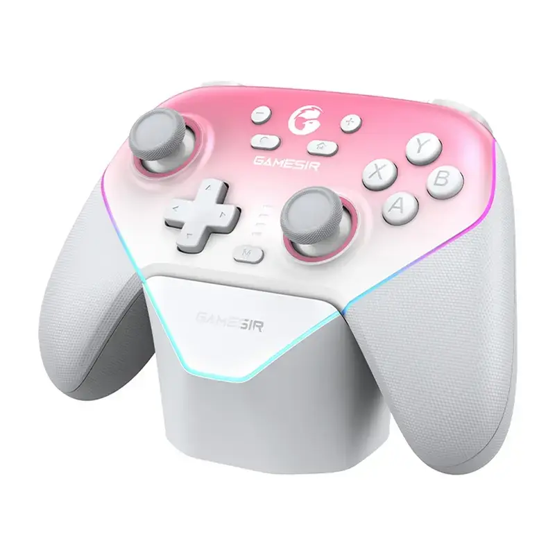 Belaidis valdiklis GameSir SuperNova T4n Pro rožinis — Bluetooth, ergonomiškas delninis dizainas