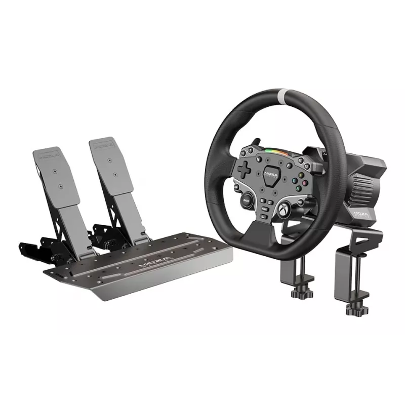 Moza Racing R3 Bundle For XBOX & PC, vairas + pedalai, PC, Xbox One, Xbox Series S, Xbox Series X, pradžios mygtukas, 360°, tiesioginė pavara, reguliuojamas