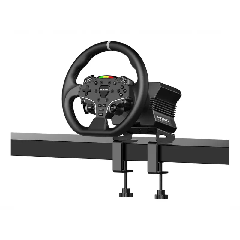 Moza Racing R5 Bundle, Vairas + pedalai, Asmeniniam kompiuteriui, Laidinis, Juoda, Aliuminis, Oda, Plienas, Aliuminis, Oda