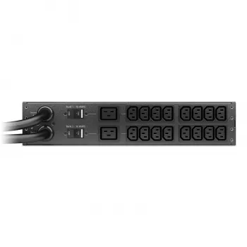 APC NetShelter Rack automatinis perjungimo jungiklis, 2U, 32A, 230V, 2 IEC 309 įvadai, 16 C13, 2 C19 išvadai, 50/60 Hz