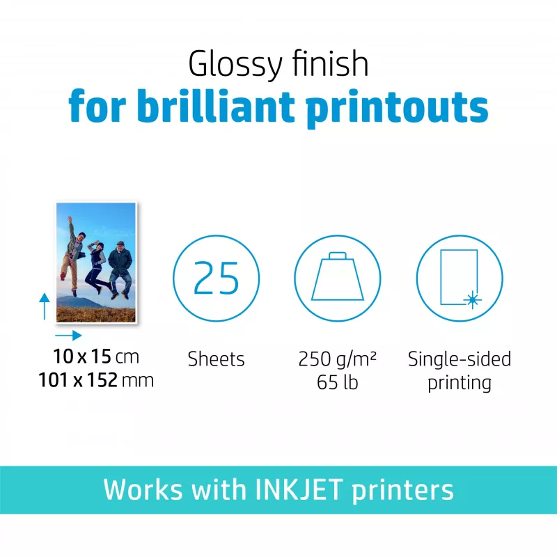 HP Advanced Photo Paper Glossy 250 g/m2 10 x 15 cm (101 x 152 mm) 25 lapai