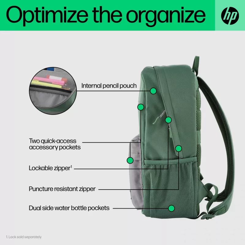 Laisvalaikio kuprinė HP Campus Green Backpack žalia pilka poliesteris