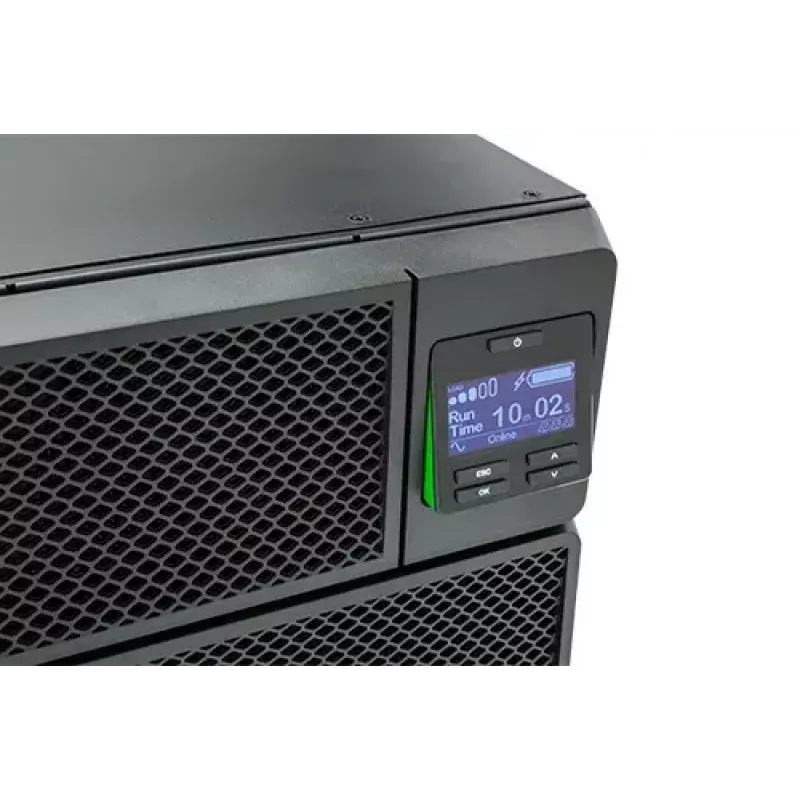 APC Smart-UPS On-Line, 5 kVA, montuojamas į stelažą 3U, 230 V, 6x C13 + 4x C19 IEC lizdai, tinklo plokštė, prailginta veikimo trukmė, su bėgeliais, 6 metų garantija